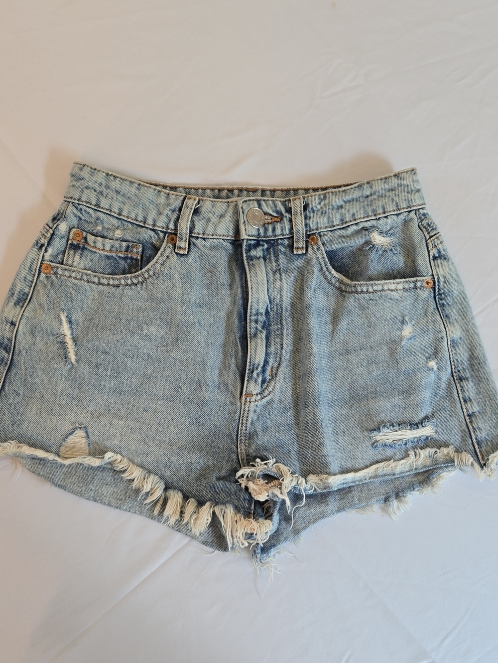 Garage Light Blue Distressed Denim Jean Shorts